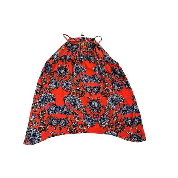 Collective Concepts Women's Red Floral Keyhole Halter Neck Tank Top Size Large - Picture 3 of 9